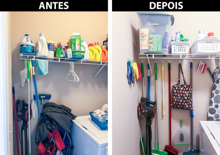 Organização na lavanderia de uma&nbsp;amiga